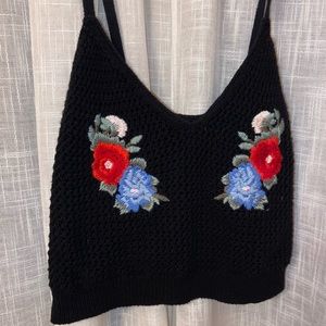 American Eagle crochet embroidered crop top Large